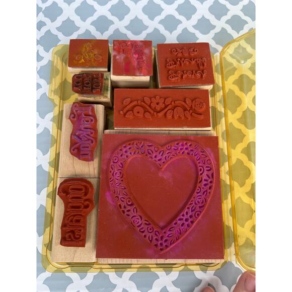 Stampin Up Vintage Wood Rubber Stamps Set of 8 Pre-Loved - Picture 2 of 3